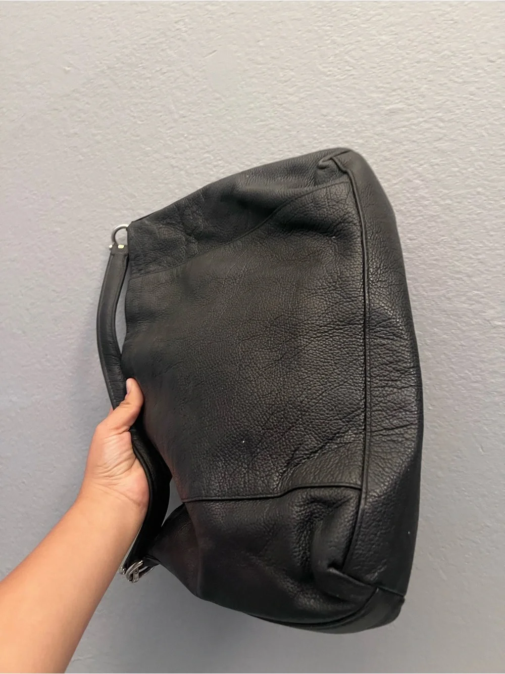 Coach Black Pebbled Leather Hobo Shoulder Bag with Silver Hardware